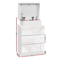Artiss Bedside Table LED 3 Drawers - COLEY White