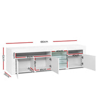 Entertainment Unit TV Cabinet LED 180cm White Bobi