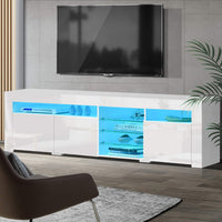 Entertainment Unit TV Cabinet LED 180cm White Bobi