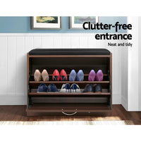 Shoe Rack Cabinet Bench15 Pairs Walnut Kyla