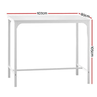 Bar Table Dining Desk High Kitchen Shelf Metal Legs Cafe Pub White