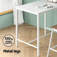 Bar Table Dining Desk High Kitchen Shelf Metal Legs Cafe Pub White