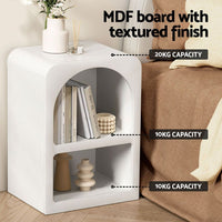 Artiss 2x Bedside Table 2 Shelves - ARCHED White