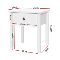 Bedside Table 1 Drawer - BOW White