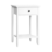 Bedside Table 1 Drawer with Shelf - BOWIE White