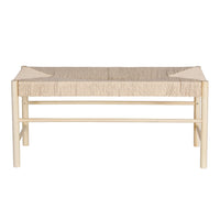 Dining Bench Paper Rope Seat Wooden Chair 100cm