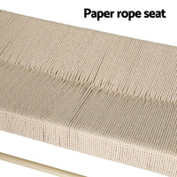 Dining Bench Paper Rope Seat Wooden Chair 100cm