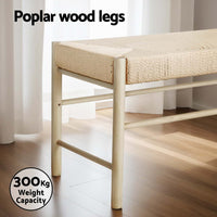 Dining Bench Paper Rope Seat Wooden Chair 100cm