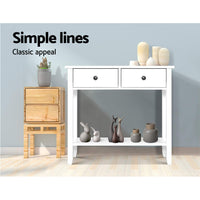 Console Table 2 Drawers 80CM White Chole