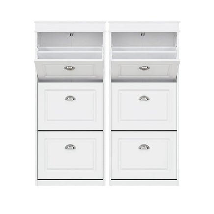 Artiss 2x Shoe Cabinet Storage Organiser 3 Flip Drawer White