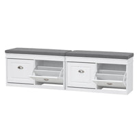 Artiss 2x Shoe Bench Set Flip Drawer White