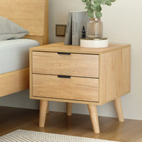 Bedside Table 2 Drawers - Pine