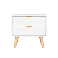 Bedside Table 2 Drawers - White