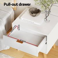 Bedside Table 2 Drawers - White