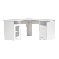 Computer Desk Shelf Cabinet L-Shape White 150CM