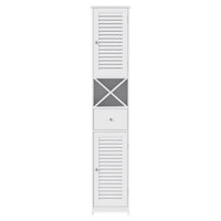Artiss Bathroom Storage Cabinet 170cm Tall Slim Organiser Toilet Corner Adjustable Shelf Louver Door White