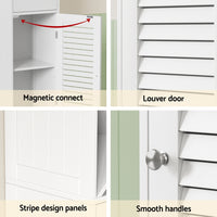 Artiss Bathroom Storage Cabinet 170cm Tall Slim Organiser Toilet Corner Adjustable Shelf Louver Door White