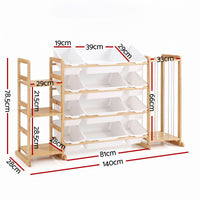 Keezi 3-in-1 Kids Toy Storage Organiser with 12 Bins, Shelves & Animal Storage