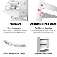 Artiss Shoe Rack Cabinet Adjustable Shelves 24 Pairs White Iris