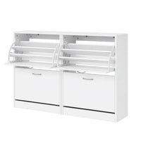 Artiss 2x Shoe Cabinet Storage Organiser 2 Flip Drawer White
