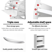 Artiss 2x Shoe Cabinet Storage Organiser 2 Flip Drawer White