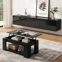 Artiss TV Unit & Coffee Table Set Storage Cabinet Black