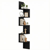 Artiss Wall Shelf Bookshelf Corner Floating 5-Tier Black