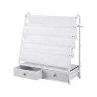 Keezi Kids Bookshelf Metal Storage Rack Toy Organiser Display Shelf Drawer White