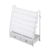 Keezi Kids Bookshelf Metal Storage Rack Toy Organiser Display Shelf Drawer White