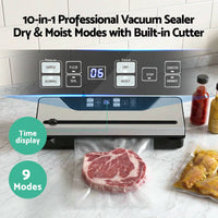 Devanti Food Vacuum Sealer Machine Auto Seal Slide Cutter 9 Modes Marinate Black