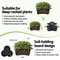 Green Fingers 5 Tier Vertical Garden Planter, Stackable Planters with 4 Wheels, Black, Raised Garden Bed, Garden Tower Indoor Outdoor, Auto Drainage System, for Strawberries, Herbs, Flower, Vegetables