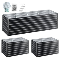 Green Fingers 2-in-1 Raised Garden Bed Kit, 240cm/120cm| 77cm Extra Deep Ergonomic Planter Box | Protect Your Back | Galvanised Steel Vegetable Flower Pot for Outdoor Garden | Includes Gloves & Pegs