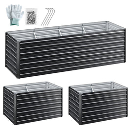 Green Fingers 2-in-1 Raised Garden Bed Kit, 240cm/120cm| 77cm Extra Deep Ergonomic Planter Box | Protect Your Back | Galvanised Steel Vegetable Flower Pot for Outdoor Garden | Includes Gloves & Pegs