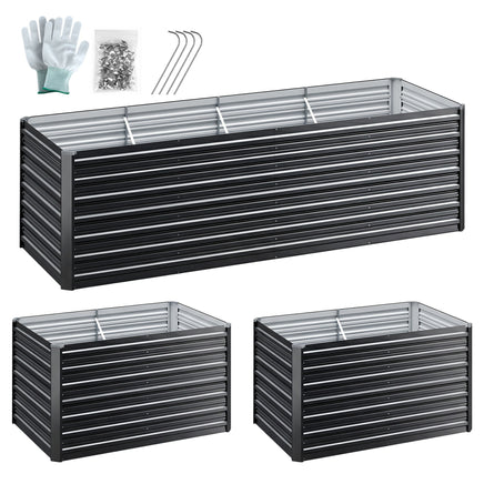 Green Fingers 2-in-1 Raised Garden Bed Kit, 240cm/120cm| 77cm Extra Deep Ergonomic Planter Box | Protect Your Back | Galvanised Steel Vegetable Flower Pot for Outdoor Garden | Includes Gloves & Pegs