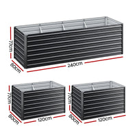 Green Fingers 2-in-1 Raised Garden Bed Kit, 240cm/120cm| 77cm Extra Deep Ergonomic Planter Box | Protect Your Back | Galvanised Steel Vegetable Flower Pot for Outdoor Garden | Includes Gloves & Pegs