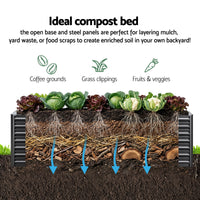 Green Fingers 2-in-1 Raised Garden Bed Kit, 240cm/120cm| 77cm Extra Deep Ergonomic Planter Box | Protect Your Back | Galvanised Steel Vegetable Flower Pot for Outdoor Garden | Includes Gloves & Pegs