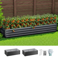 Green Fingers 2-in-1 Raised Garden Bed Kit 45cm Professional Depth Ergonomic 240cm Large Metal Planter Box | Easier Access Veggie Patch | Rust-Proof Galvanised Steel with Safe Rounded Corners & Gloves