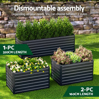Green Fingers 2-in-1 Raised Garden Bed Kit Ergonomic 45cm Professional Depth 320cm Large Metal Planter Box | Easier Access Veggie Patch | Rust-Proof Galvanised Steel with Safe Rounded Corners & Gloves