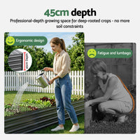 Green Fingers 2-in-1 Raised Garden Bed Kit Ergonomic 45cm Professional Depth 320cm Large Metal Planter Box | Easier Access Veggie Patch | Rust-Proof Galvanised Steel with Safe Rounded Corners & Gloves