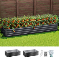 Green Fingers 2-in-1 Raised Garden Bed Kit Ergonomic 45cm Professional Depth 320cm Large Metal Planter Box | Easier Access Veggie Patch | Rust-Proof Galvanised Steel with Safe Rounded Corners & Gloves