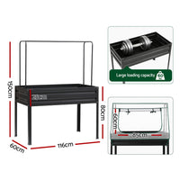 Green Fingers Elevated Metal Garden Bed Kit w Mini Greenhouse Cover 116x60cm Stand-Up Height Trellis