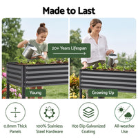 Green Fingers Mobile Raised Garden Bed With Wheels Storage Shelf 81cm Height for Vegetables Herb Charcoal