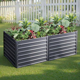 Green Fingers 2x Garden Bed 100x100x77cm Planter Box Raised Container Galvanised