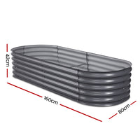 2x Raised Garden Bed 160X80X42cm Oval Planter Box Raised Container Galvanised