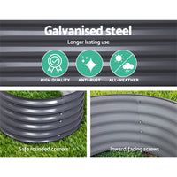 2x Raised Garden Bed 160X80X42cm Oval Planter Box Raised Container Galvanised