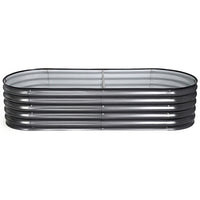 Green Fingers 3 Pcs Raised Garden Bed Kit Oval Galvanized Steel Planter Boxes 160x80x42cm, Heavy Duty Metal Elevated Garden Bed for Vegetables Flowers Herbs, with Safety Edging, Gloves & Pegs Included