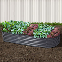 Garden Bed 240X80X42cm Oval Planter Box Raised Container Galvanised