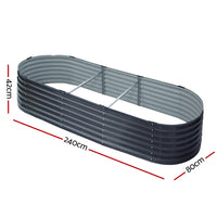 2x Raised Garden Bed 240X80X42cm Oval Planter Box Container Galvanised