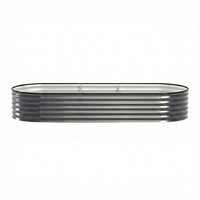 Green Fingers 4 Pcs Raised Garden Bed Kit Oval Galvanized Steel Planter Boxes 240x80x42cm, Heavy Duty Metal Elevated Garden Bed for Vegetables Flowers Herbs, with Safety Edging, Gloves & Pegs Included