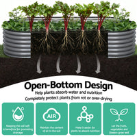 Green Fingers 4 Pcs Raised Garden Bed Kit Oval Galvanized Steel Planter Boxes 240x80x42cm, Heavy Duty Metal Elevated Garden Bed for Vegetables Flowers Herbs, with Safety Edging, Gloves & Pegs Included